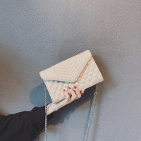 信封包链条包小包包广州斜挎包女韩版2018新款简约百搭小香风菱格 白色