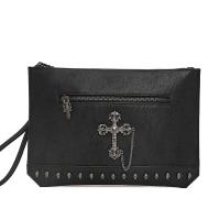 潮牌青年情侣手拿包个性铆钉鬼头手腕包街头ipad手抓包信封手拿包 黑色