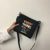 红日系原宿INS港风街拍信封帆布包韩国INS学生斜挎单肩包包女包 黑色收藏关注