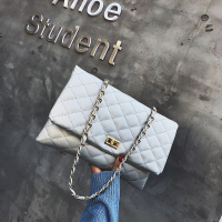 菱格链条单肩手拿大信封包时尚大包包女2019新款潮韩版百搭斜挎包 银色收藏关注
