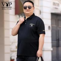 花花公子贵宾 3XL-7XL大码男士夏装polo衫加肥加大特大号肥佬宽松纯色翻领胖子短袖T恤