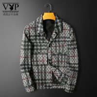 花花公子贵宾 欧洲风男装2022春秋季新款男士休闲夹克衫西装领条纹字母外套