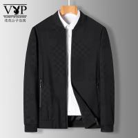 花花公子贵宾 新款男士外套春秋季中老年薄款运动上衣服爸爸秋装休闲夹克男
