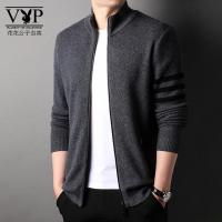花花公子贵宾 外搭毛衣针织开衫春秋冬男士羊毛衫长袖立领加厚休闲外套
