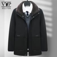 花花公子贵宾 爸爸冬装外套中长款棉衣保暖加厚棉袄中老年男装棉服上衣爷爷60岁