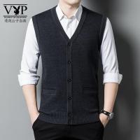 花花公子贵宾中年男士针织马甲无袖毛衣背心羊毛开衫针织衫中老年爸爸装春秋冬款