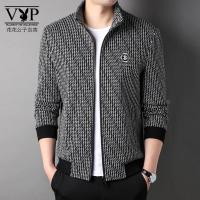 花花公子贵宾 春秋男装新款立领织带商务休闲长袖夹克男士纯色修身外套男