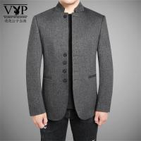 花花公子贵宾 秋冬季小立领西服男中国风休闲商务中式西装中山装休闲百搭外套男