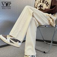 花花公子贵宾 春装新款港风高街水洗做旧牛仔裤男生潮流直筒宽松休闲裤长裤子