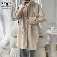 花花公子贵宾 风衣男士中长款翻领韩版潮流帅气休闲宽松大码夹克春装外套