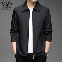 花花公子贵宾 男士纯色夹克春季新款时尚休闲翻领外套宽松百搭爸爸装男