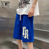 花花公子贵宾 斜纹短裤男款夏季潮牌百搭宽松大码男士休闲中裤男生运动五分裤子