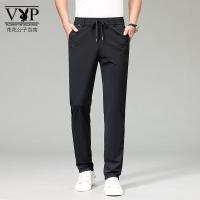 花花公子贵宾 夏季男士休闲裤冰丝弹力牛奶丝男裤子商务修身直筒长裤春夏薄款