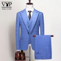 花花公子贵宾 四季男士伴郎新郎结婚礼服西装套装修身大码休闲时尚西服三件套男