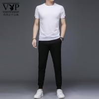 花花公子贵宾 夏季男士休闲运动服套装短袖t恤跑步薄款两件套男装一套搭配帅气