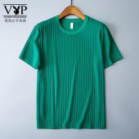 花花公子贵宾 2023夏季仿冰丝短袖t恤男士衣服圆领半袖体恤潮流休闲新款男装上衣