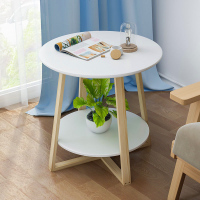 茶几简约时尚客厅茶桌小户型北欧双层小角几仿实木卧室创意小圆桌