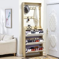 超薄玄关鞋柜简约现代厅柜实木色翻斗鞋柜简易经济型省空间家用