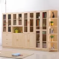 实木书柜书架松木玻璃书柜简约现代柜子自由组合儿童书柜带书橱