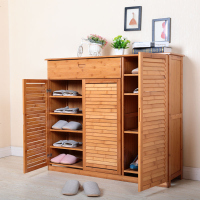 加高鞋柜简易多层楠竹鞋架实木简约现代厅玄关柜多功能防尘组装