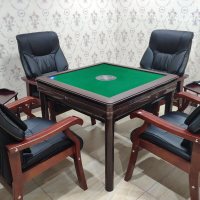 真皮老板椅四脚实木会议椅棋牌室麻将椅子家用椅简约办公椅