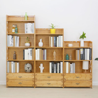 简易书架书柜中式组合楠竹实木质落地简约现代储物置物柜子茶水架
