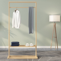 实木衣帽架卧室衣服架北欧落地挂衣架简约客厅胡桃木原木立式衣架