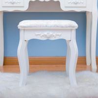 欧式梳化妆凳简约现代布艺实木梳妆台椅子美甲凳子田园卧室换鞋凳