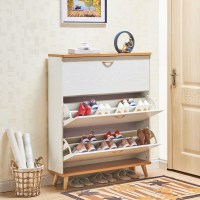 北欧式超薄翻斗鞋柜简约现代实木玄关田园厅柜口储物柜鞋架