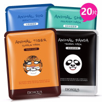 泊泉雅动物面膜贴组合 老虎面膜熊猫面膜补水保湿控油收缩毛孔 男女士 每款各5片（共20片）