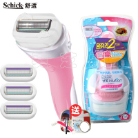 舒适（Schick）舒芙 刮毛刀剃毛刀器仕女脱除毛刀器 腋毛腿毛私处剃毛刀手动 【中干肌】乳木果粉色1刀架3刀头+送礼包