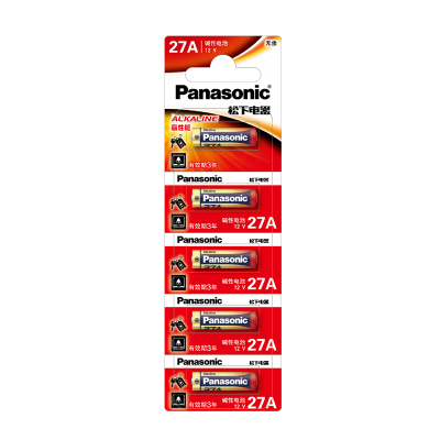 松下(Panasonic)碱性27A干电池5粒装LRV27A/1B5C 适用于电子遥控器防盗卷帘门引闪器12V