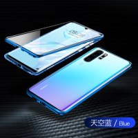 双面玻璃华为p30pro手机壳万磁王p30磁吸透明p20镜面男女款全包超 华为P30Pro【天空蓝】★曲面玻璃-热卖中√
