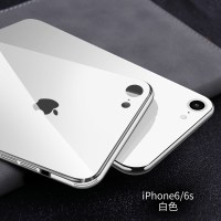 苹果8plus手机壳新款iphone6splus女款7玻璃超薄6全包防 苹果6/6s-白色★钻石玻璃壳★防指纹★送钢化膜