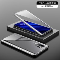 华为p30pro手机壳华为p30透明超薄双面玻璃mate20pro P30pro【亮黑】★【双曲面玻璃】√送一体式镜头圈