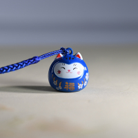 手机挂饰日系挂件小铃铛开运猫水音铃手机挂坠挂件挂饰日系女 事业猫（蓝色）