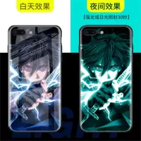 火影忍者苹果x手机壳光iPhone6s玻璃xr夜光max动漫7p/8plus佐助 IPHONEXR-佐助千鸟