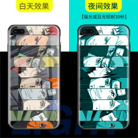 火影忍者苹果x手机壳光iPhone6s玻璃xr夜光max动漫7p/8plus佐助 晓组织合集/拍下备注苹果型号