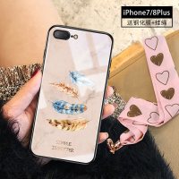 苹果7plus手机壳iPhone8玻璃潮牌女新款8plus全包防摔ip7简约羽毛超薄 苹果7plus/8plus多彩羽毛