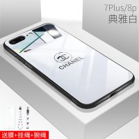 苹果x手机壳红化妆镜iPhone XS Max镜面8p玻璃壳7plus欧美 7p/8p-5.5-香奈儿白色+送挂绳+手绳
