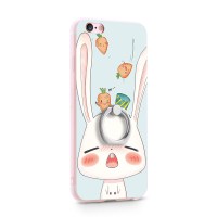 苹果6手机壳iPhone6s硅胶套六plus新款6sp个性创意全包i6女款带指环支架ipon 6p/6sp-发呆兔◆透边