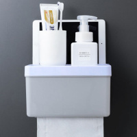 单层灰色 卫生间纸巾盒厕纸盒免打孔卫生纸巾架防水厕所卷纸架卫生间置物架