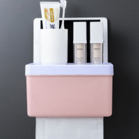 单层粉色 卫生间纸巾盒厕纸盒免打孔卫生纸巾架防水厕所卷纸架卫生间置物架