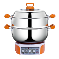 汇当家电炒锅多用锅 炫彩单笼36CM不锈钢特厚电蒸锅炒锅多功能电热锅电锅(6台)