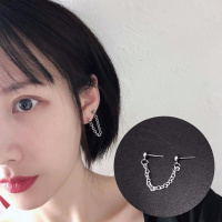 ins欧美复古小球链条拼接耳骨钉耳钉潮女韩国个性耳环简约耳饰