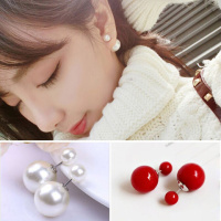 【3对装】百搭保色耳环社会女简约耳钉气质红色珠耳饰耳坠