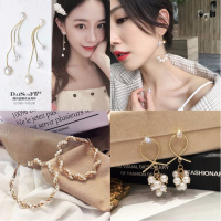 S925银针韩版珍珠耳环女红气质长款长款显脸瘦韩版简约