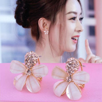 925银针耳钉韩国新款甜美时尚五叶花瓣耳环气质百搭耳饰女