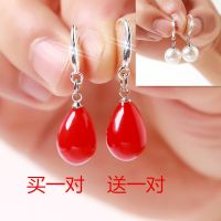 耳环长款韩版可爱简约红色水滴仿珍珠耳饰耳勾
