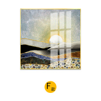 抽象客厅装饰画 简约沙背景墙风景壁画餐厅轻奢铝合金方形挂画 F款 70x70cm（PS画框+油画布）